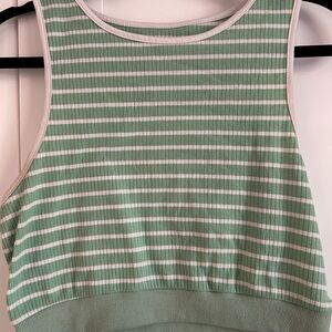 SHEIN Green and White Striped Crop Top